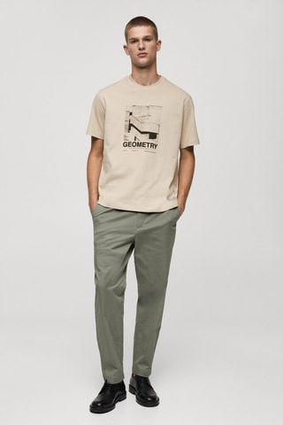 T-shirt 100 % coton à imprimé graphique sur le devant - Beige