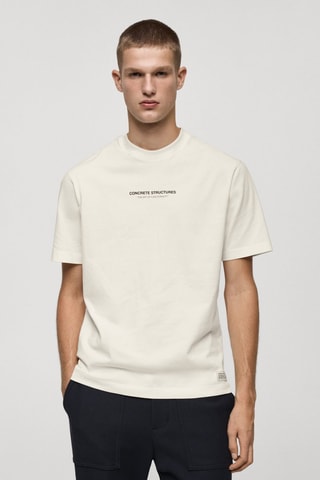 T-shirt 100 % coton motif imprimé - Écru