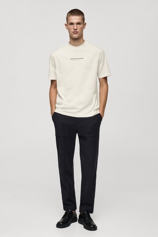 T-shirt 100 % coton motif imprimé - Écru