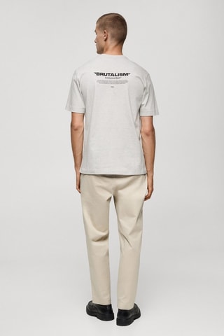 T-shirt 100 % coton texte - Gris clair chiné