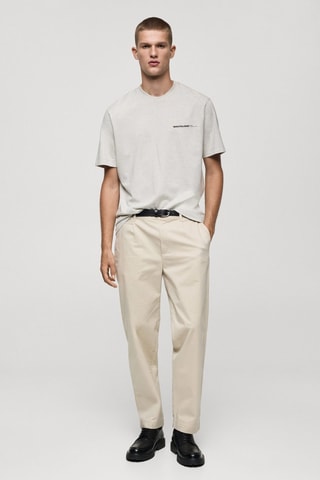 T-shirt 100 % coton texte - Gris clair chiné