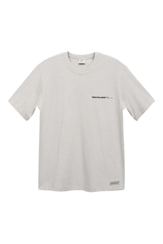 T-shirt 100 % coton texte - Gris clair chiné