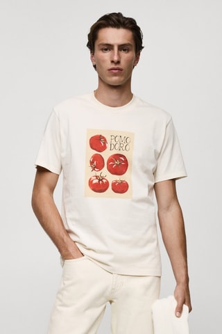 T-shirt regular-fit coton imprimé - Écru