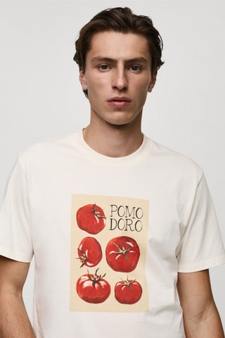 T-shirt regular-fit coton imprimé - Écru