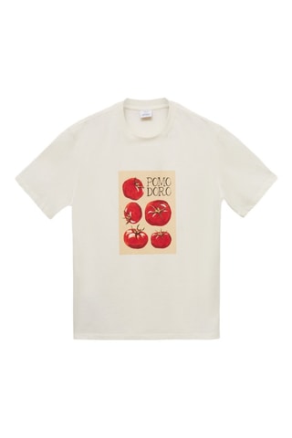 T-shirt regular-fit coton imprimé - Écru