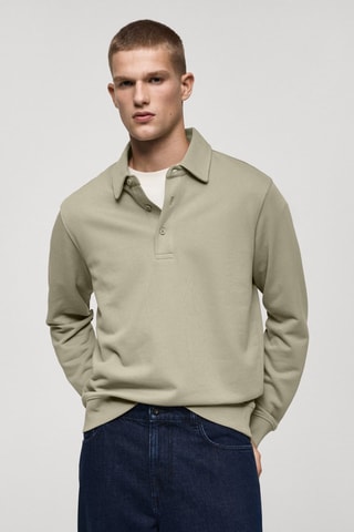 Sweat-shirt polo 100 % coton - Kaki