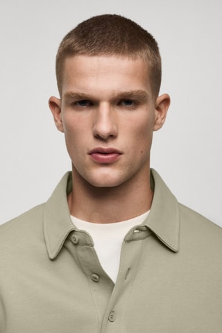 Sweat-shirt polo 100 % coton - Kaki