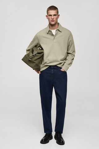 Sweat-shirt polo 100 % coton - Kaki