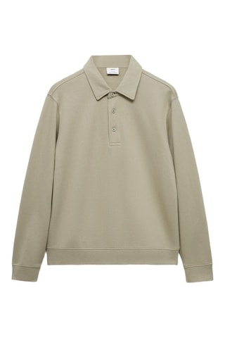 Sweat-shirt polo 100 % coton - Kaki