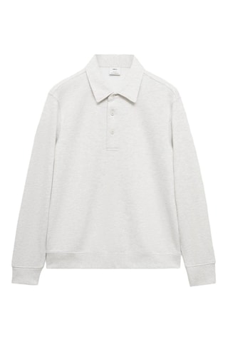 Sweat-shirt polo 100 % coton - Gris clair chiné