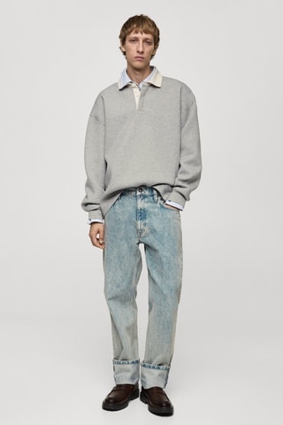 Sweat-shirt polo relaxed-fit - Gris chiné