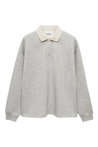 Sweat-shirt polo relaxed-fit - Gris chiné