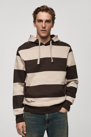 Sweat-shirt rayures capuche - Chocolat