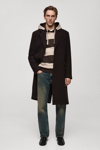 Sweat-shirt rayures capuche - Chocolat