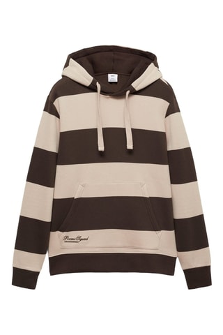 Sweat-shirt rayures capuche - Chocolat