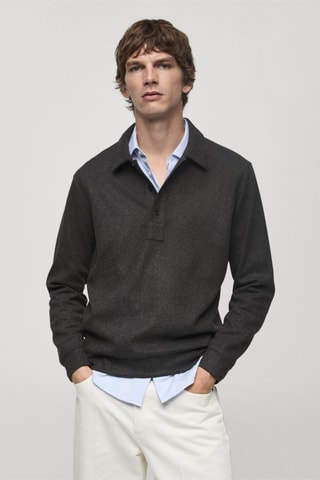 Polo regular-fit tissu sweat-shirt - Anthracite