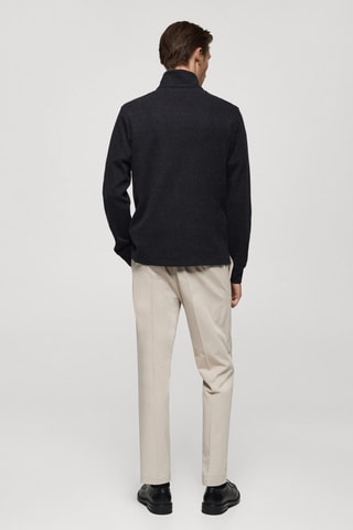 Sweat-shirt maille côtelée col cheminée - Anthracite