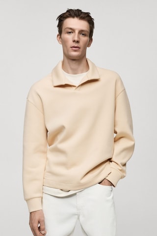 Sweat-shirt polo relaxed-fit - Écru