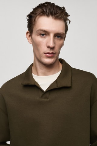 Sweat-shirt polo relaxed-fit - Kaki