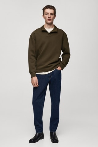 Sweat-shirt polo relaxed-fit - Kaki