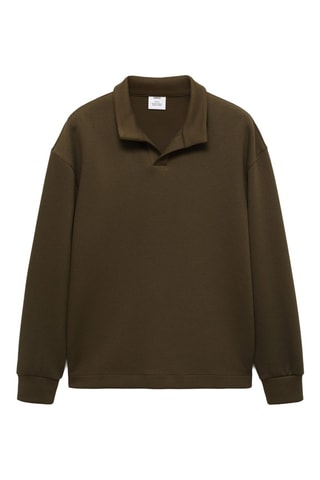 Sweat-shirt polo relaxed-fit - Kaki