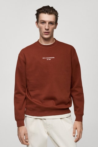 Sweat-shirt imprimé texte relaxed-fit - Orange foncé