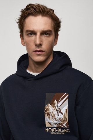 Sweat-shirt coton imprimé combiné - Bleu marine