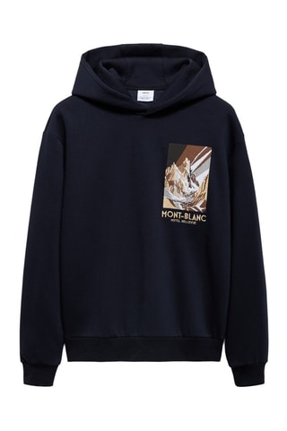 Sweat-shirt coton imprimé combiné - Bleu marine