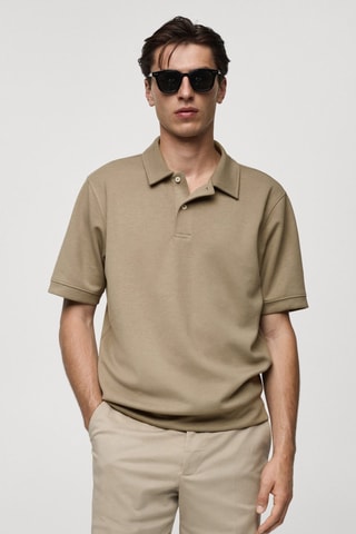 Polo regular-fit tissu sweat-shirt - Olive