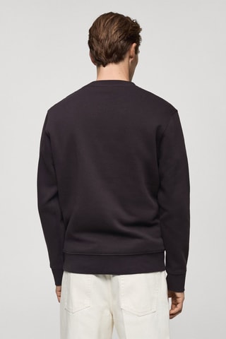 Sweat-shirt 100 % coton détail brodé - Violet