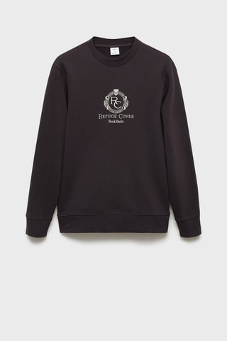 Sweat-shirt 100 % coton détail brodé - Violet