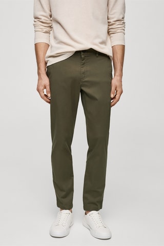 Pantalon coton tapered crop - Vert