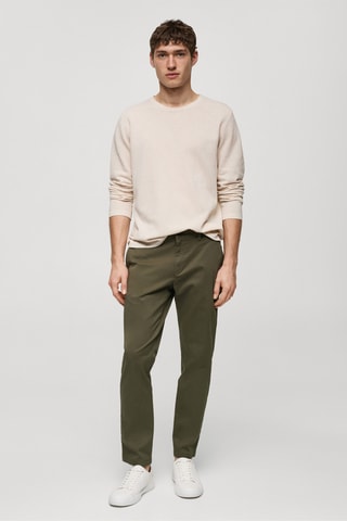 Pantalon coton tapered crop - Vert