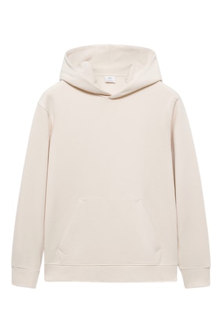 Sweat-shirt coton poche kangourou capuche - Ecru