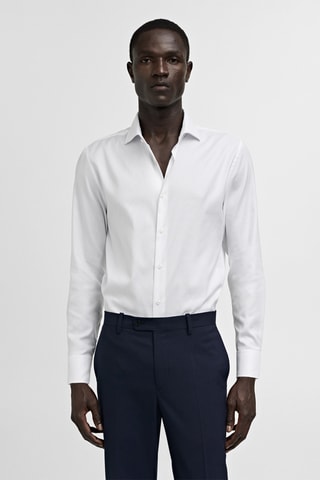 Chemise costume slim-fit coton structurée - Blanc