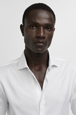 Chemise costume slim-fit coton structurée - Blanc