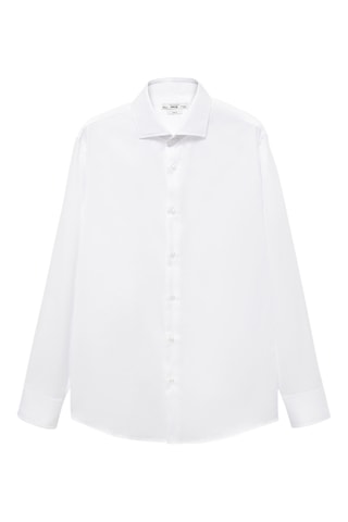 Chemise costume slim-fit coton structurée - Blanc