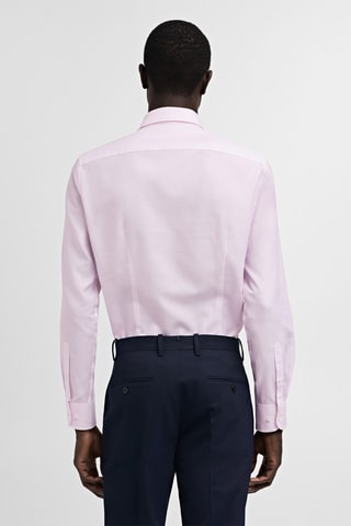 Chemise à fines rayures en twill slim fit - Rose clair