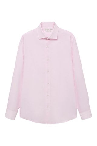 Chemise à fines rayures en twill slim fit - Rose clair
