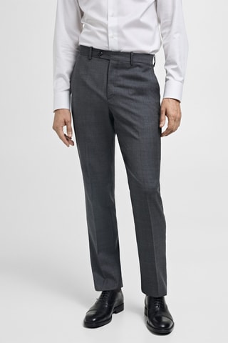 Pantalon costume 100 % laine vierge prince-de-galles - Gris