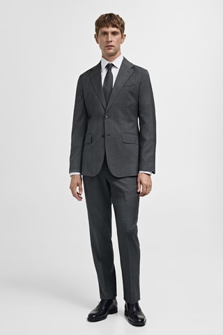 Pantalon costume 100 % laine vierge prince-de-galles - Gris