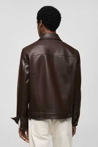 Blouson simili-cuir poches - Marron