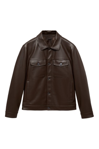 Blouson simili-cuir poches - Marron