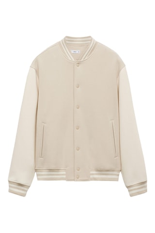 Blouson bomber coton contrastant - Beige