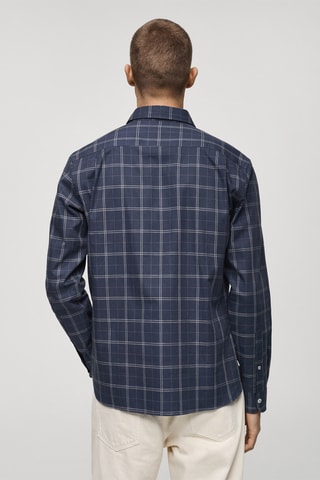 Chemise regular fit à carreaux en coton - Bleu marine