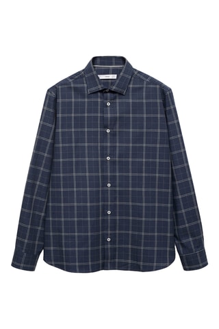 Chemise regular fit à carreaux en coton - Bleu marine