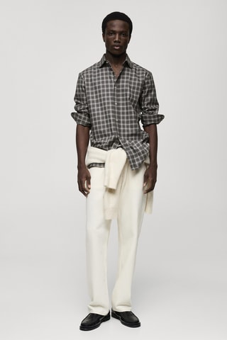 Chemise regular fit à carreaux en coton - Gris