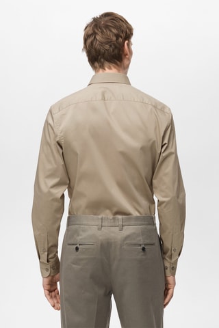 Chemise regular-fit coton stretch - Marron