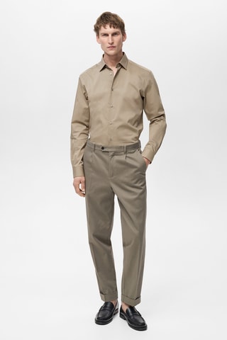 Chemise regular-fit coton stretch - Marron