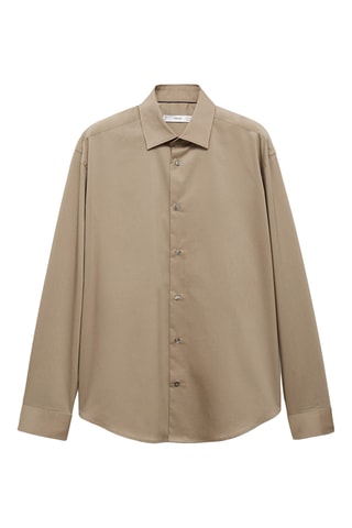 Chemise regular-fit coton stretch - Marron